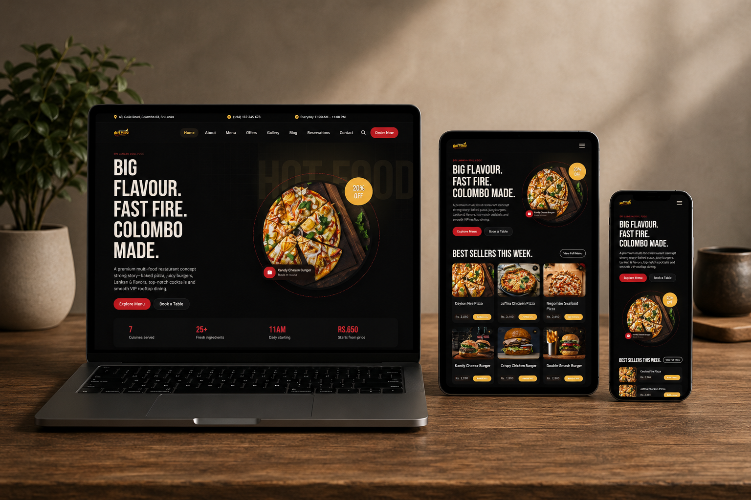 Ceylon Crust Grill ecommerce mockup example