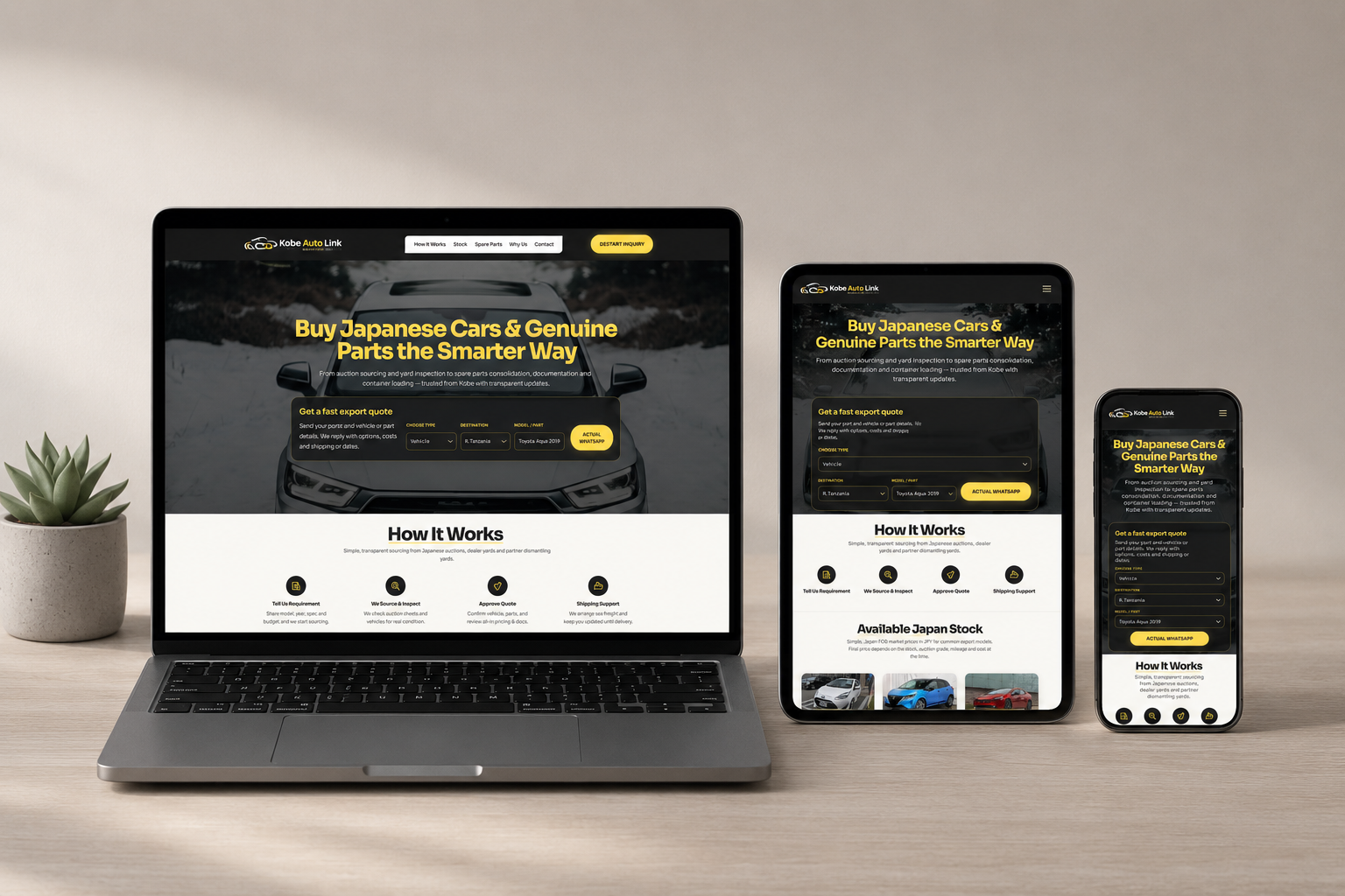 Kobe Auto Line website mockup example
